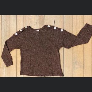 Brown & orange  light weight sweater with button